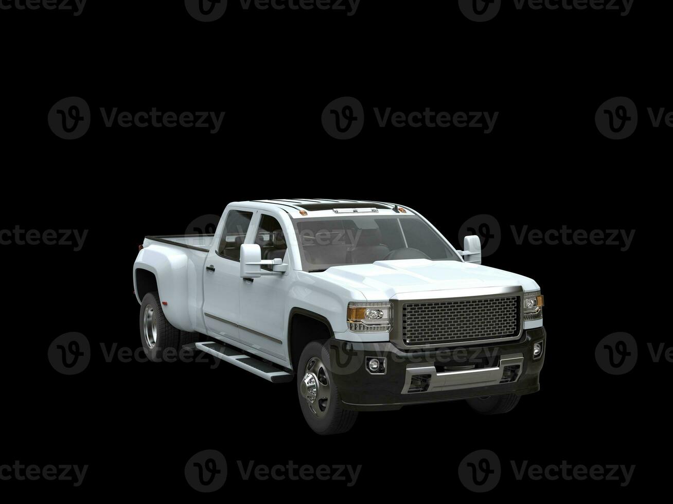 White pickup truck - on black background photo