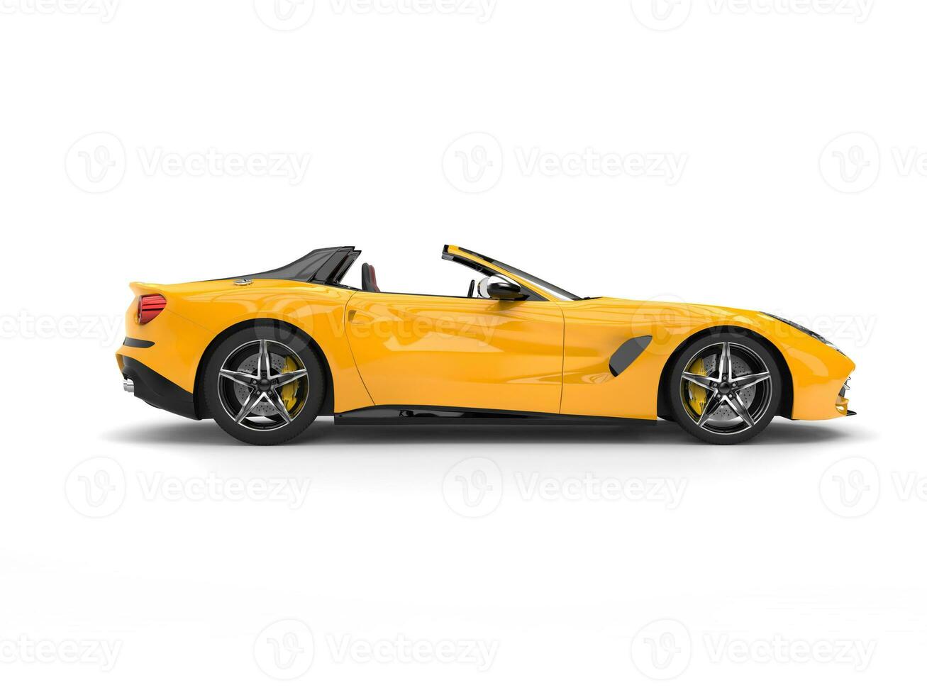 Awesome yellow modern cabriolet sports car - side view photo