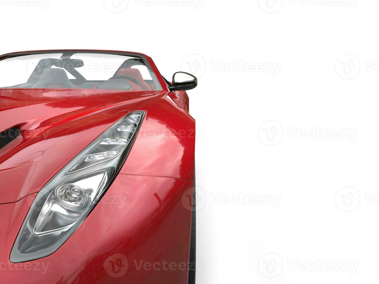 Crimson metallic red expensive sports car - headlight closeup shot photo