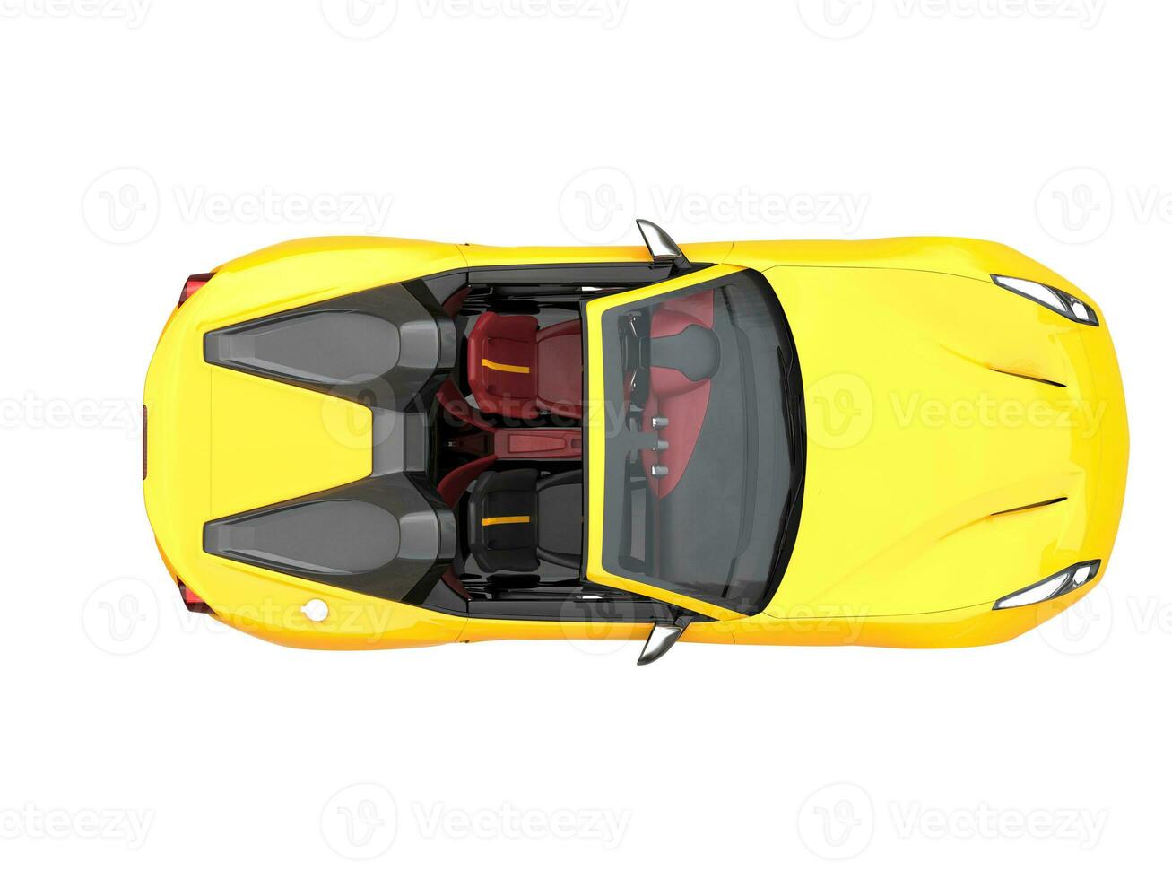 Sun yellow fast race car - top down view photo