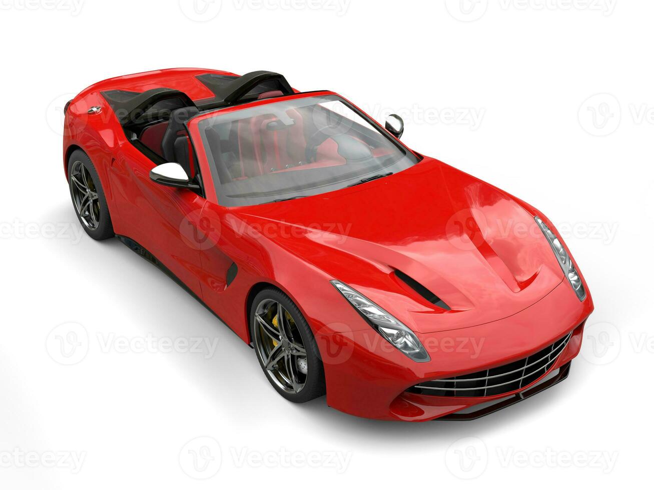 Fiery red fast race car - top view studio shot photo