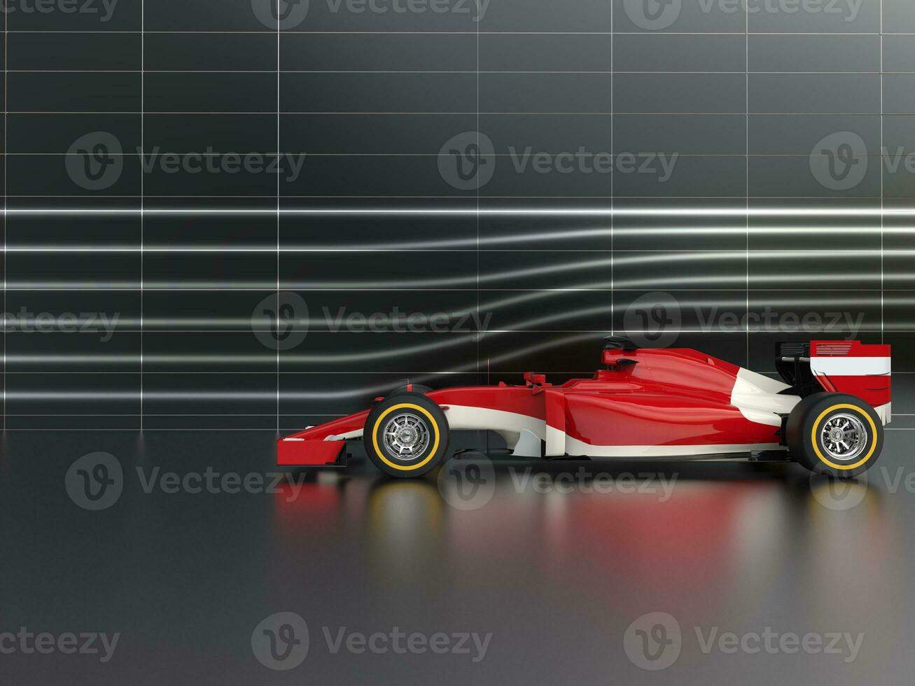 Great red formula racing car in wind tunnel photo