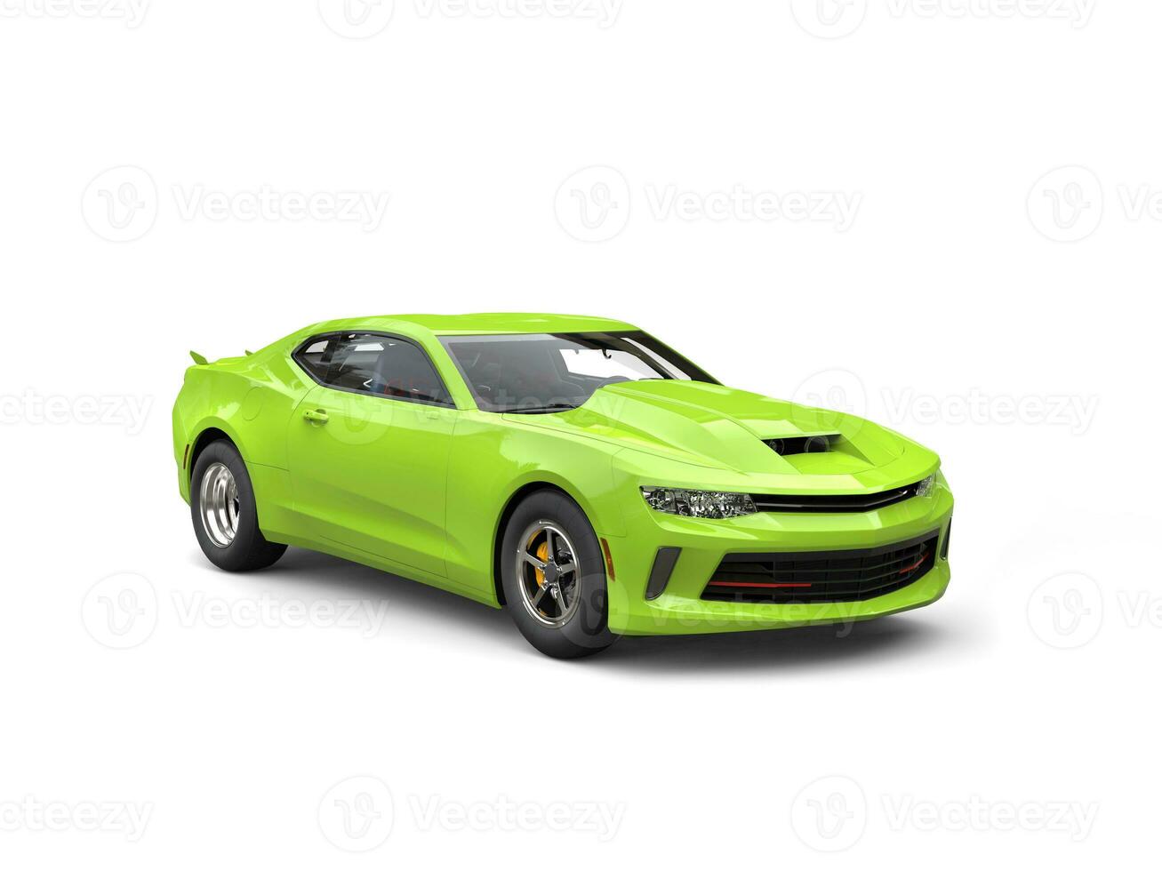 Chartreuse modern muscle car - studio shot photo