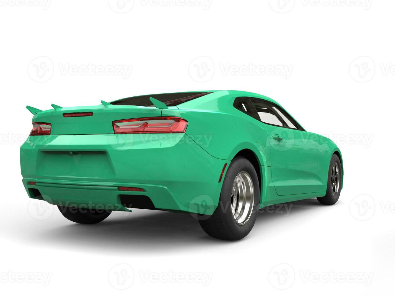 Pastel spring green modern fast car - rear view - 3D Illustration photo