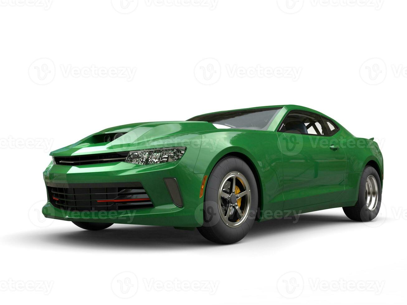 Dark green awesome muscle car - 3D Illustration photo