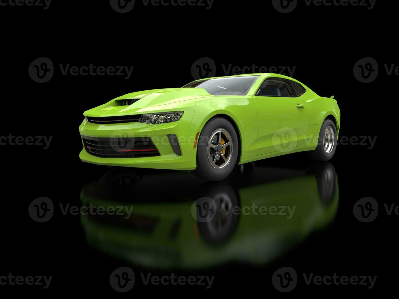 Crazy green modern fast muscle car - 3D Illustration photo