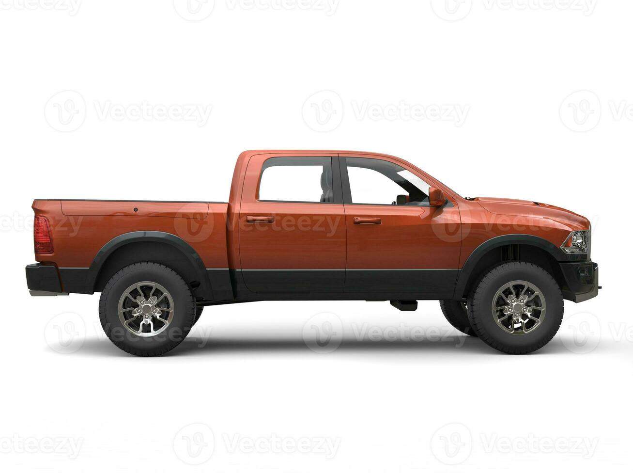 Dark orange modern pick-up truck - side view photo