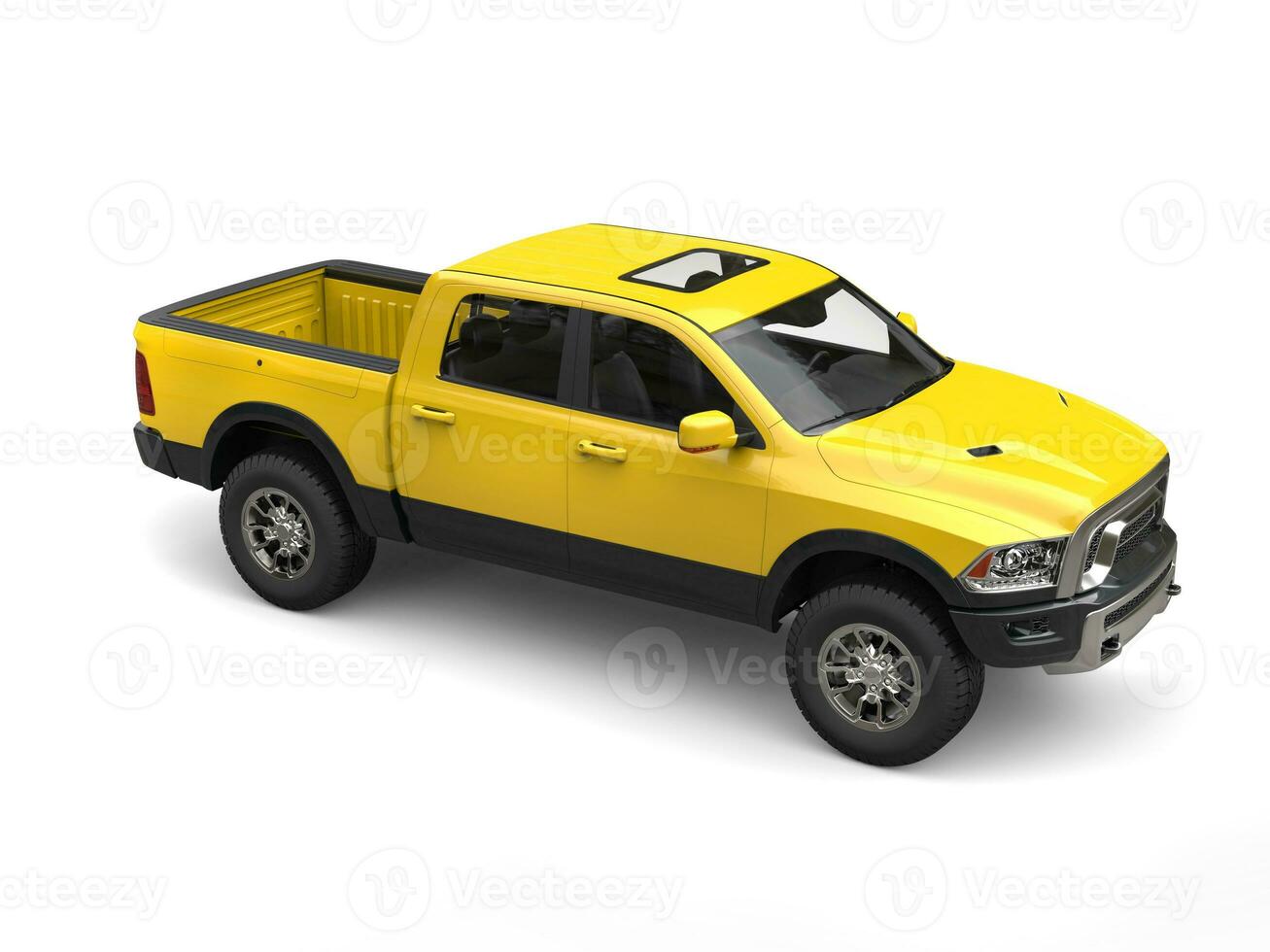 Construction yellow modern pick-up truck photo