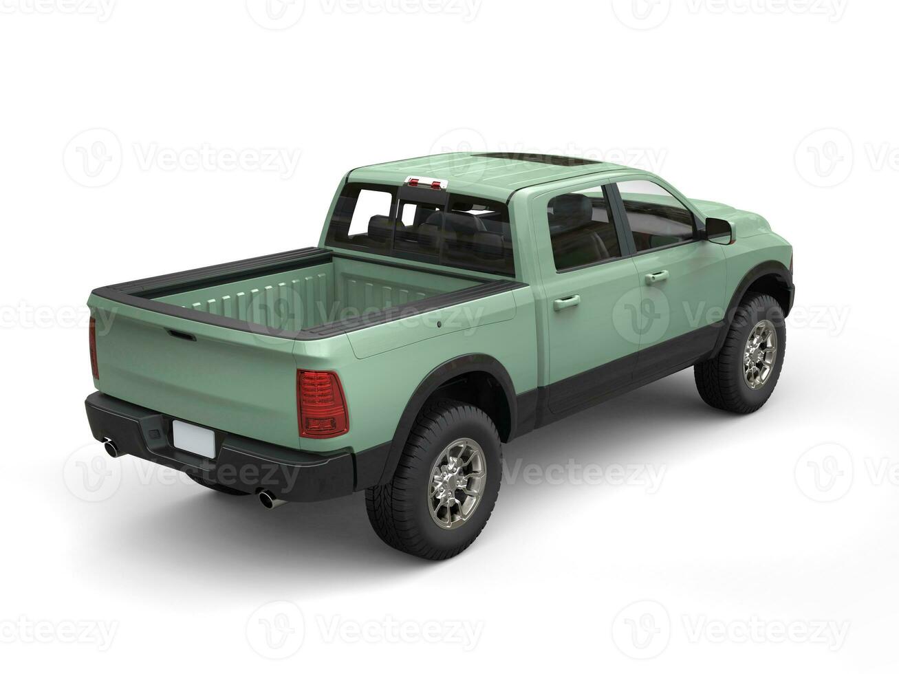 Pastel green modern work pick-up truck photo