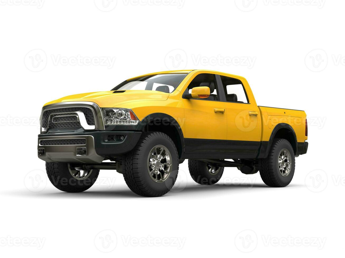 Construction yellow modern pick-up truck - beauty shot photo