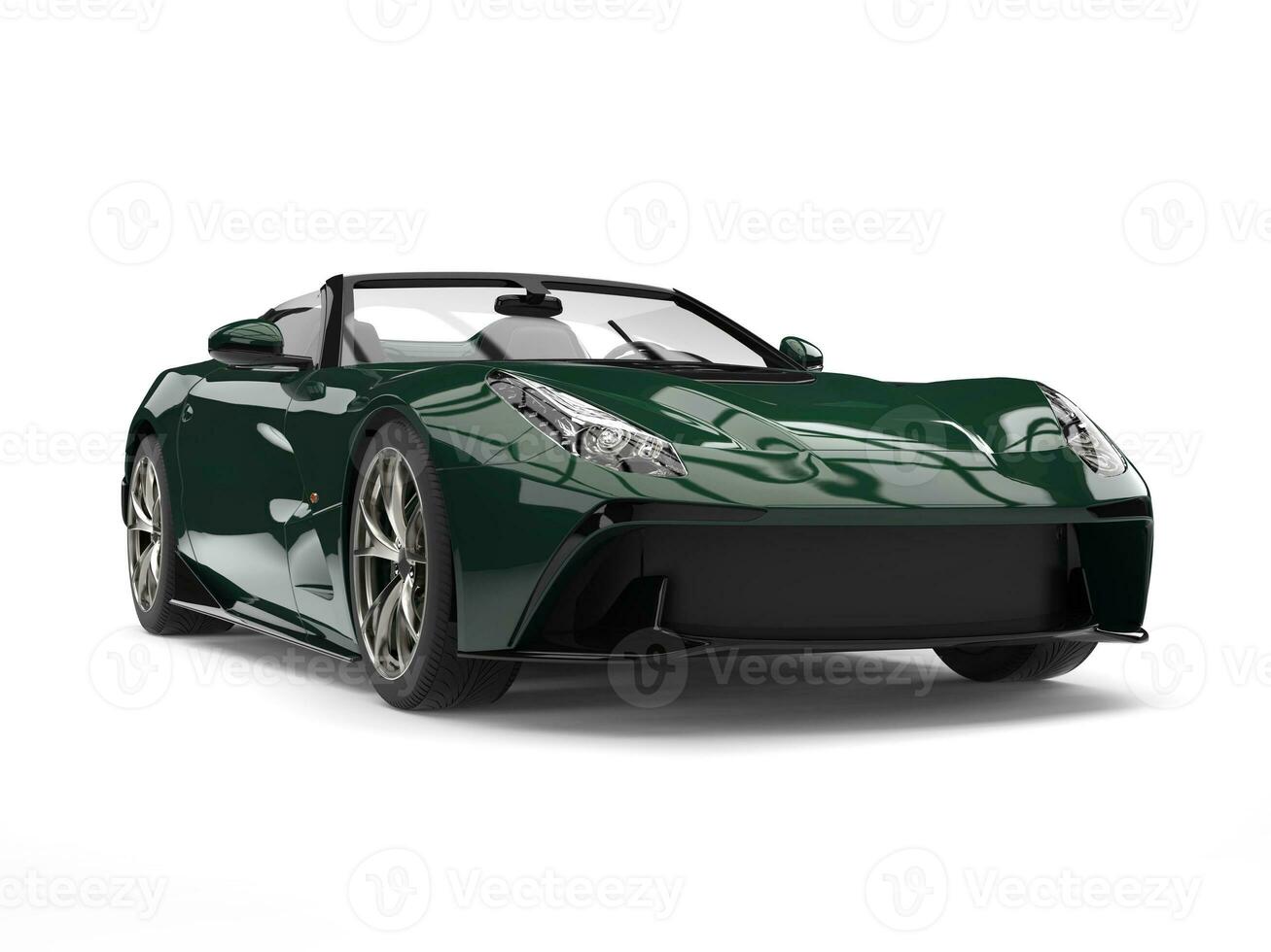 Elegant dark green modern convertible sports car - beauty shot photo