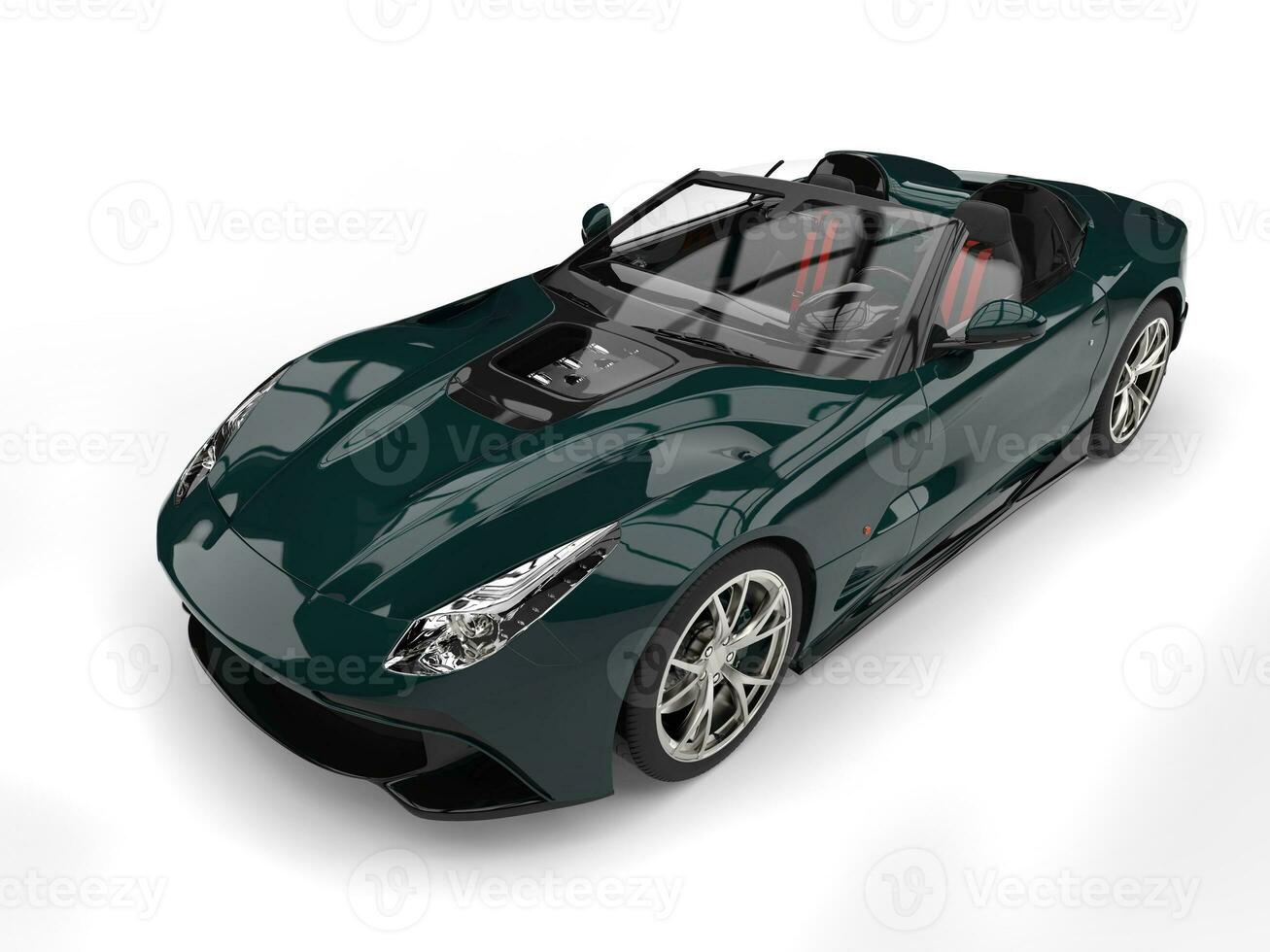 Dark shiny green modern cabriolet super sports car photo