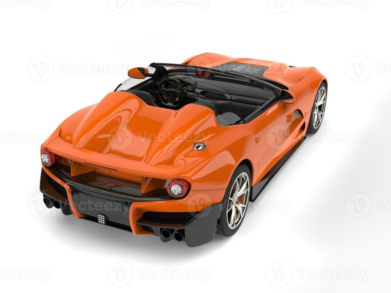 Fire orange modern convertible super sports car - back view photo