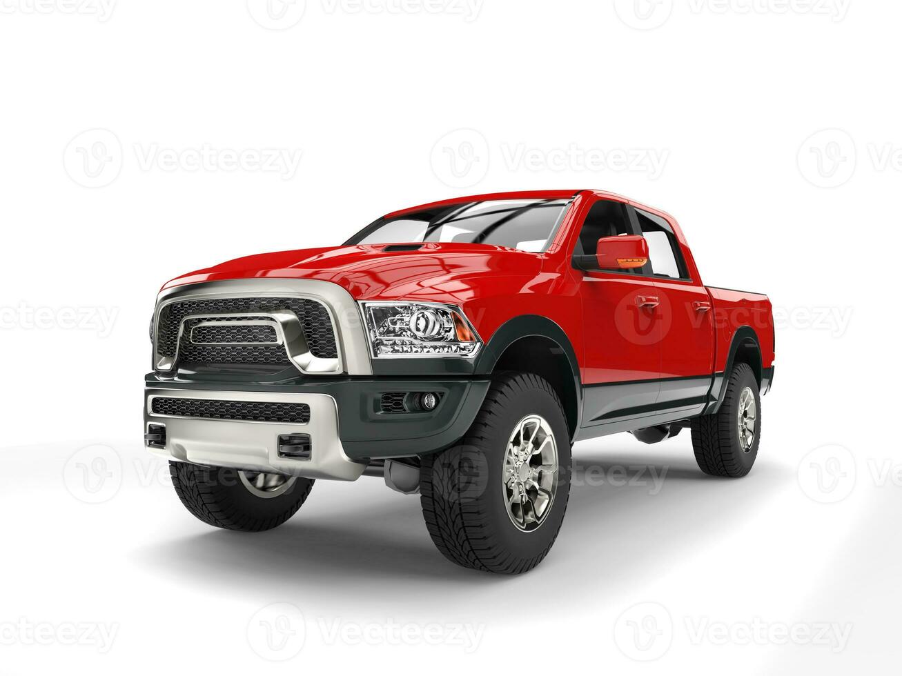 Powerful red modern pick-up truck photo