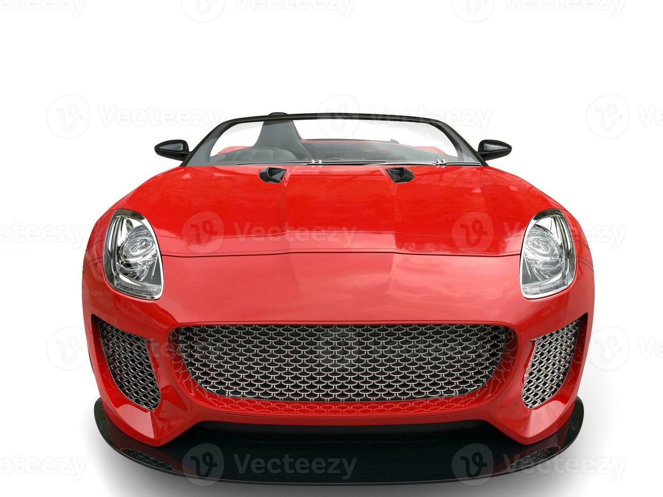Modern fast raging red convertible  sports car - front view closeup shot photo