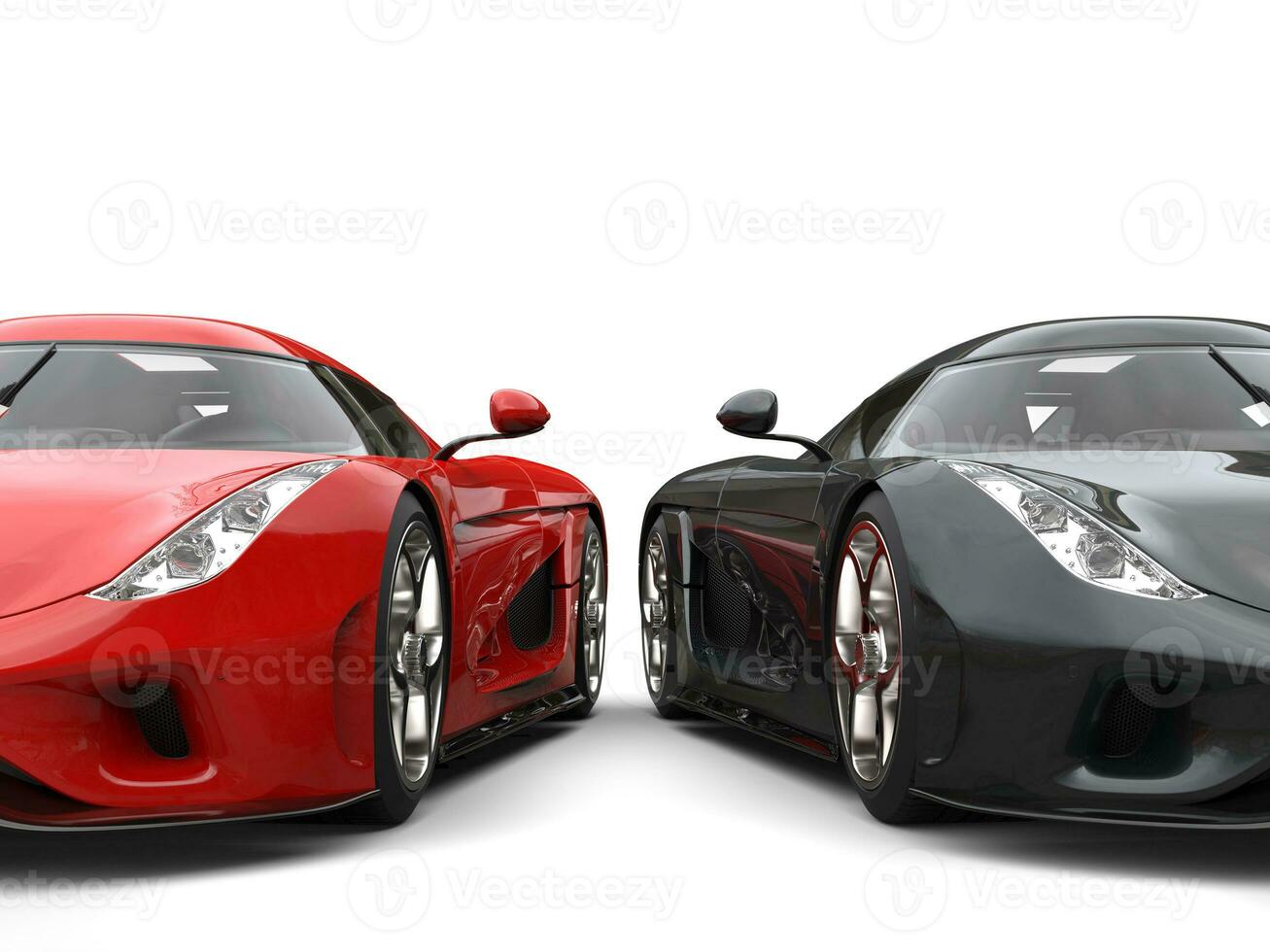 Stunning red and black supercars beauty closeup shot photo