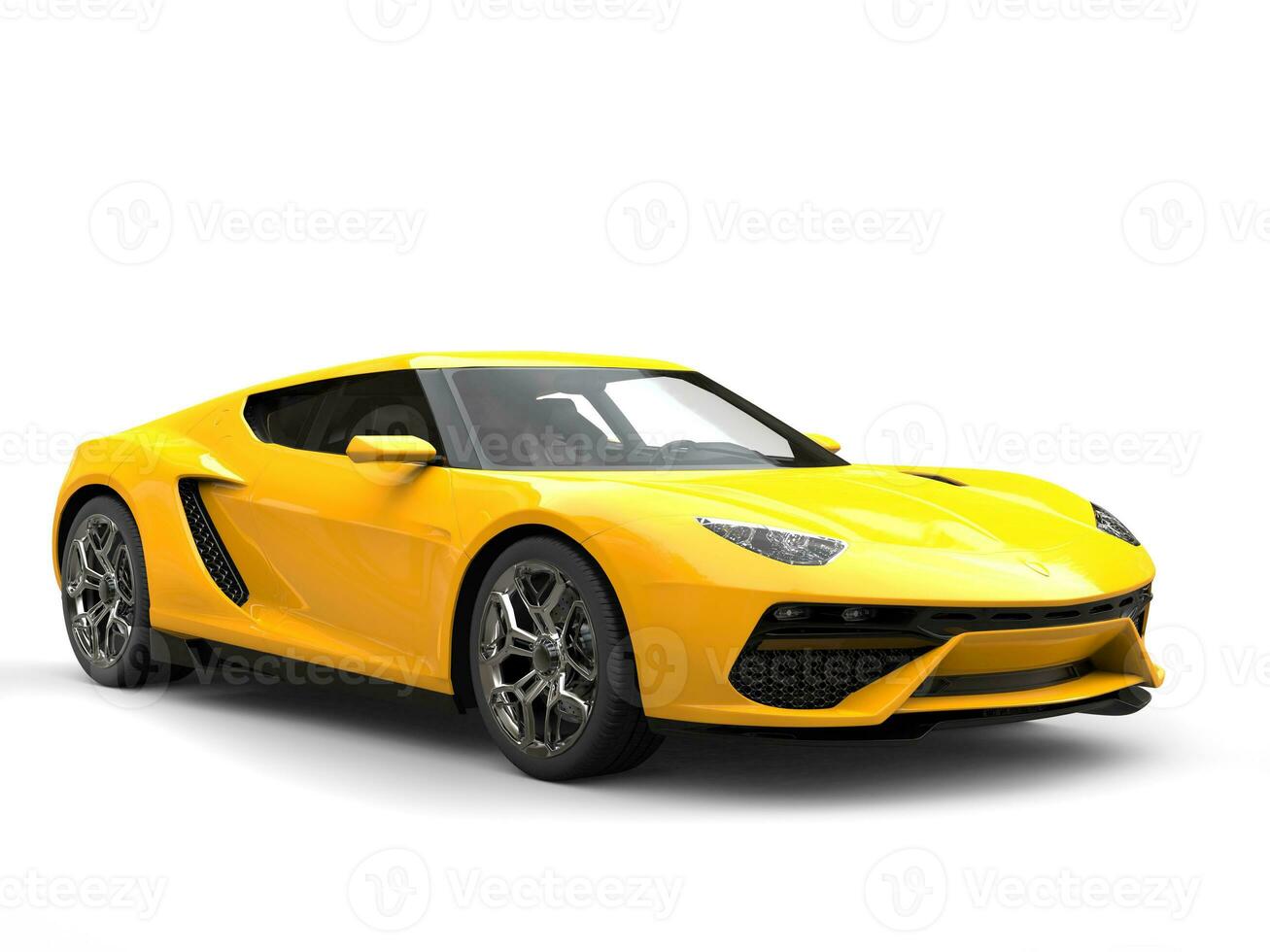 Sun yellow modern super sports car - studio shot photo