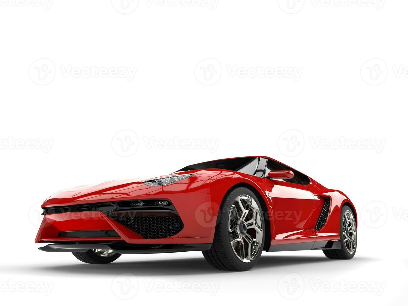 Modern fire red coupe sports car - 3D Illustration photo