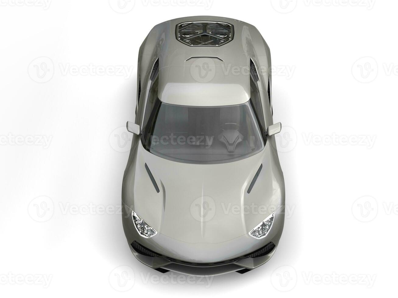 Light gray metallic super sports car - top down view photo