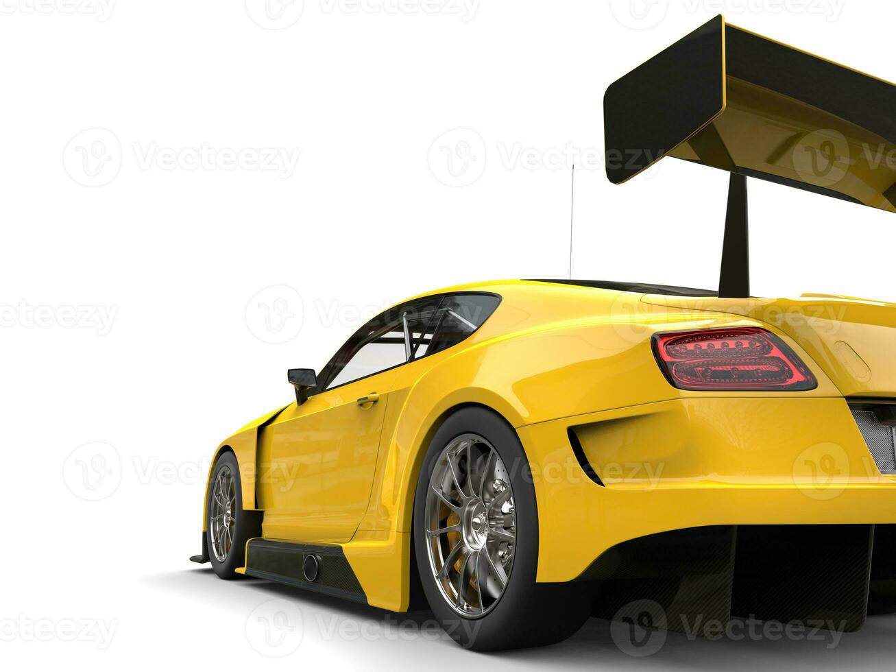 Super car bright yellow - rear wheel closeup shot photo