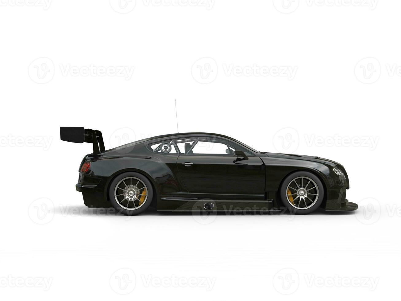 Awesome modern black race super car - side view photo