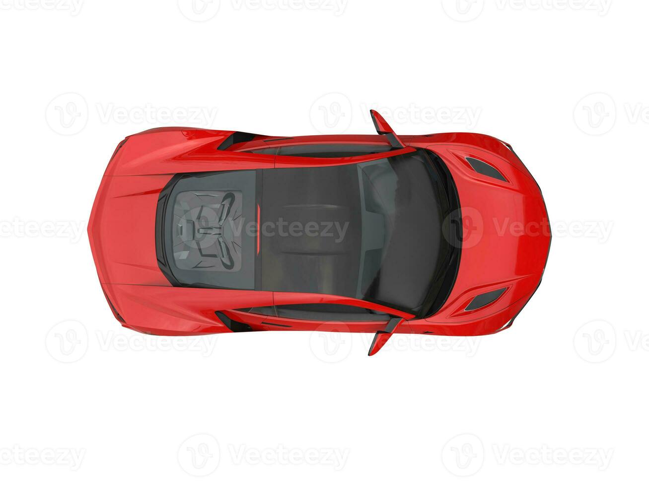 Red luxury sports car - top down view photo