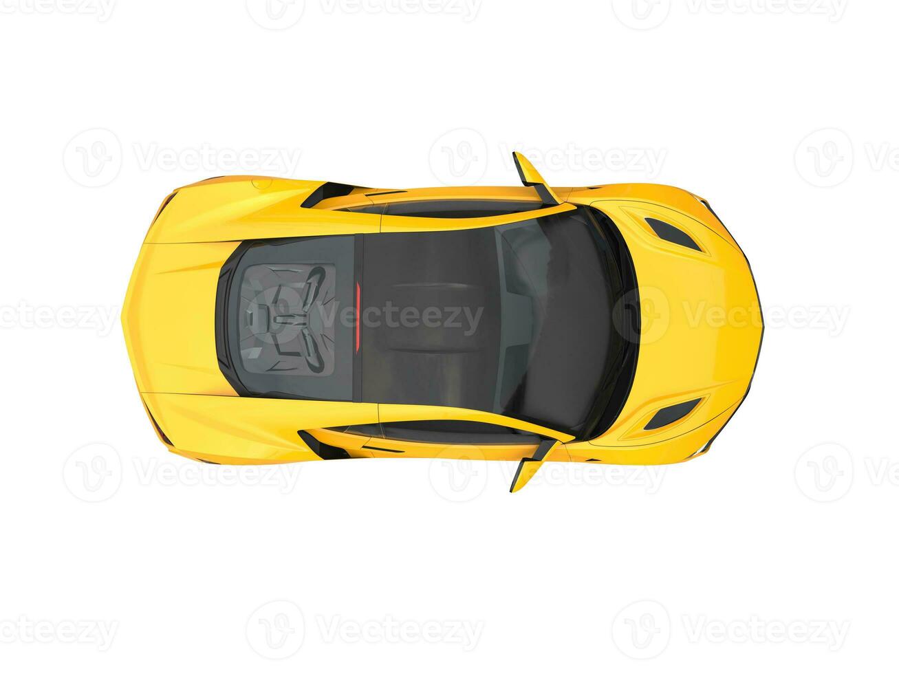 Bright sun yellow modern sports car - top down view photo