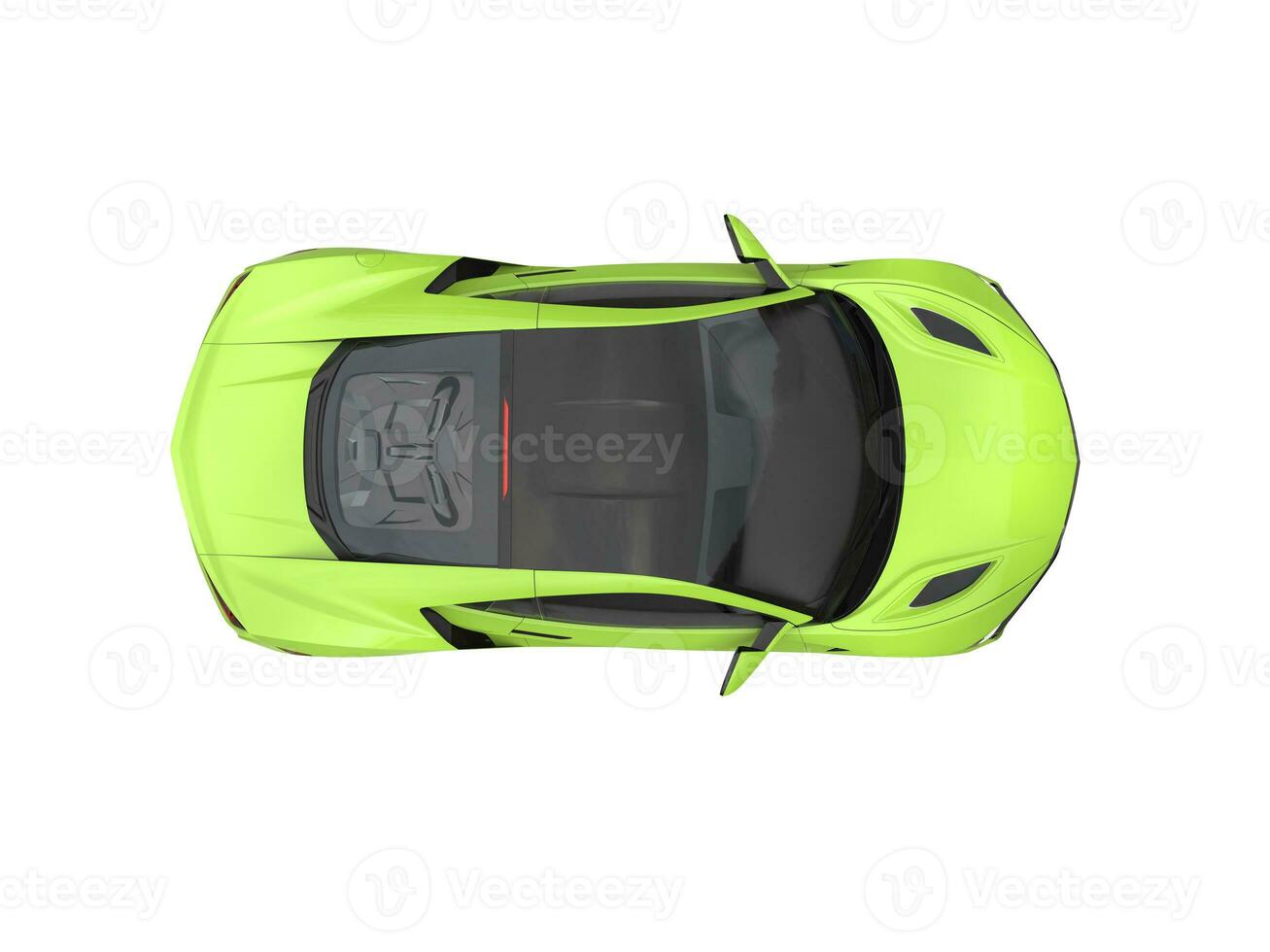 Lime green modern sports car - top down view photo