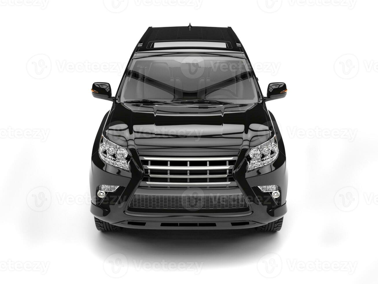 Jet black modern SUV - front top view photo