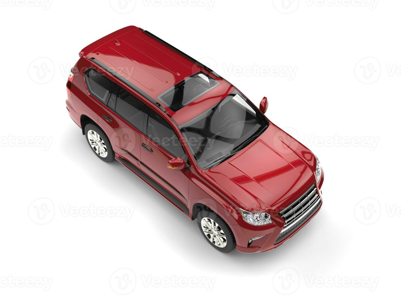 Deep red modern SUV - top down view photo