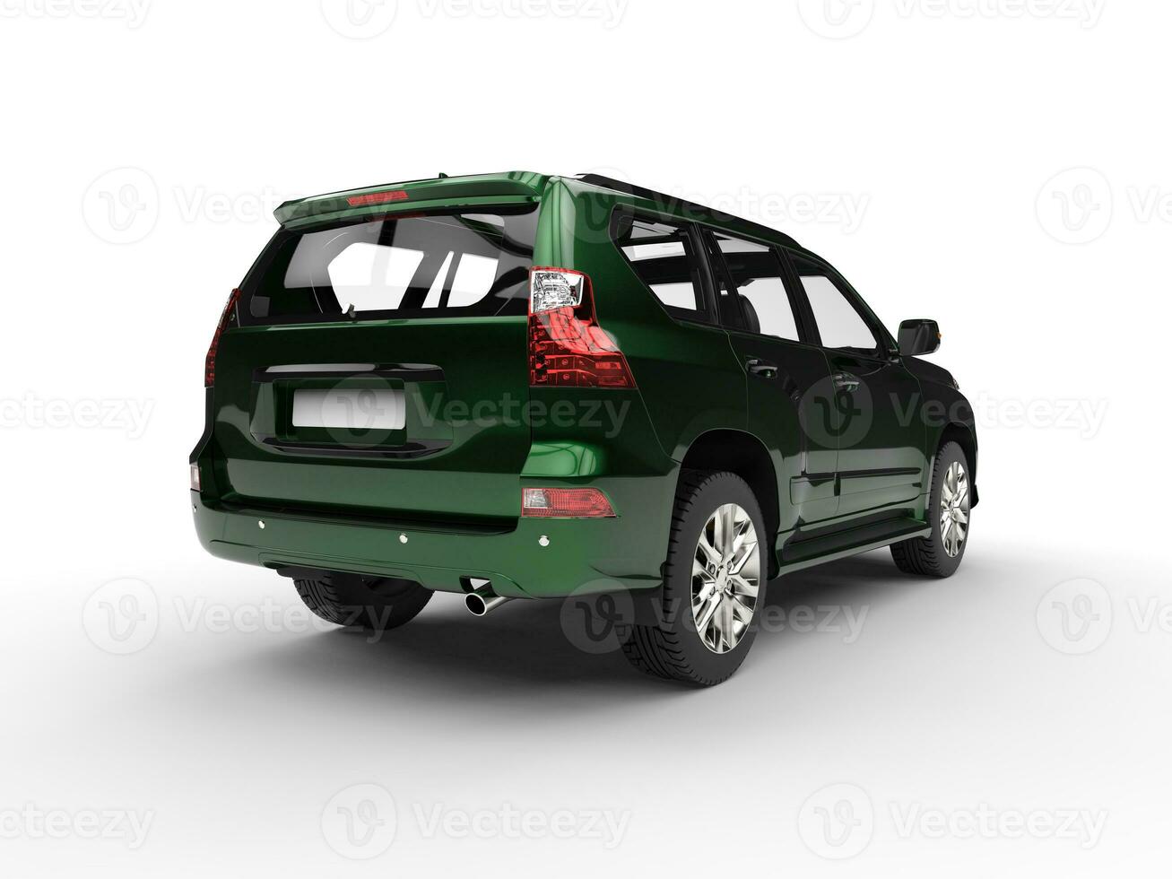 Beautiful modern metallic green SUV - tail view photo