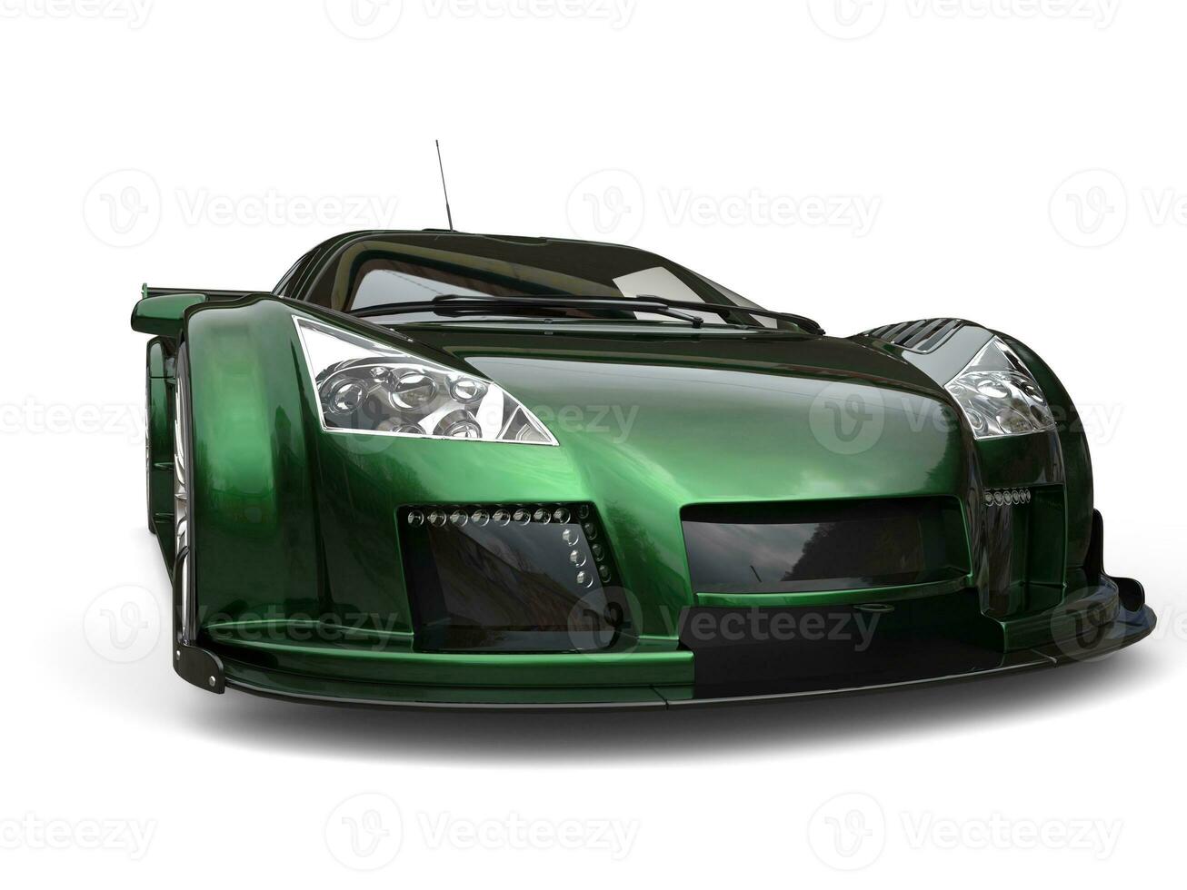 Great metallic green racing supercar - beauty shot photo