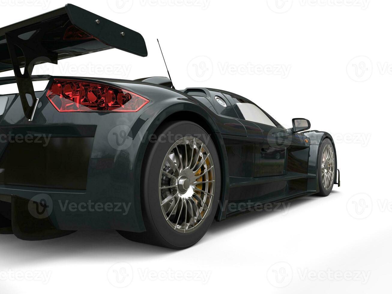 Dark gray racing supercar - tail view photo