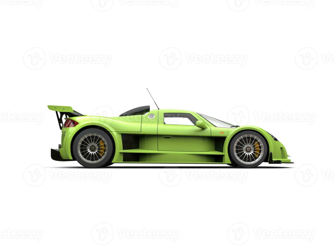 Lime green supercar - side view photo
