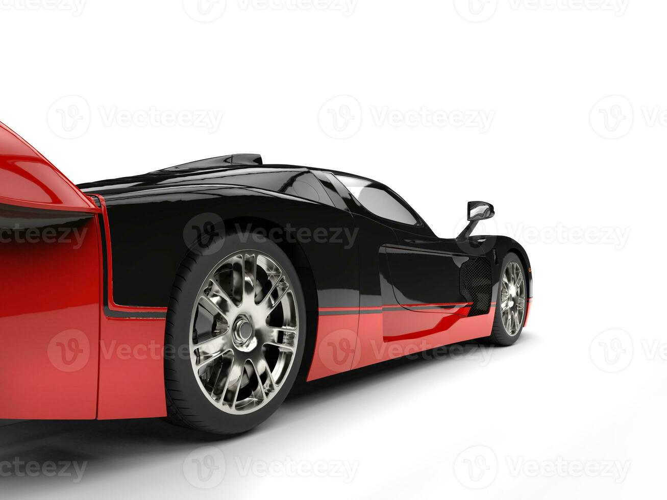 Black and red awesome concept super car - rear wheel shot photo