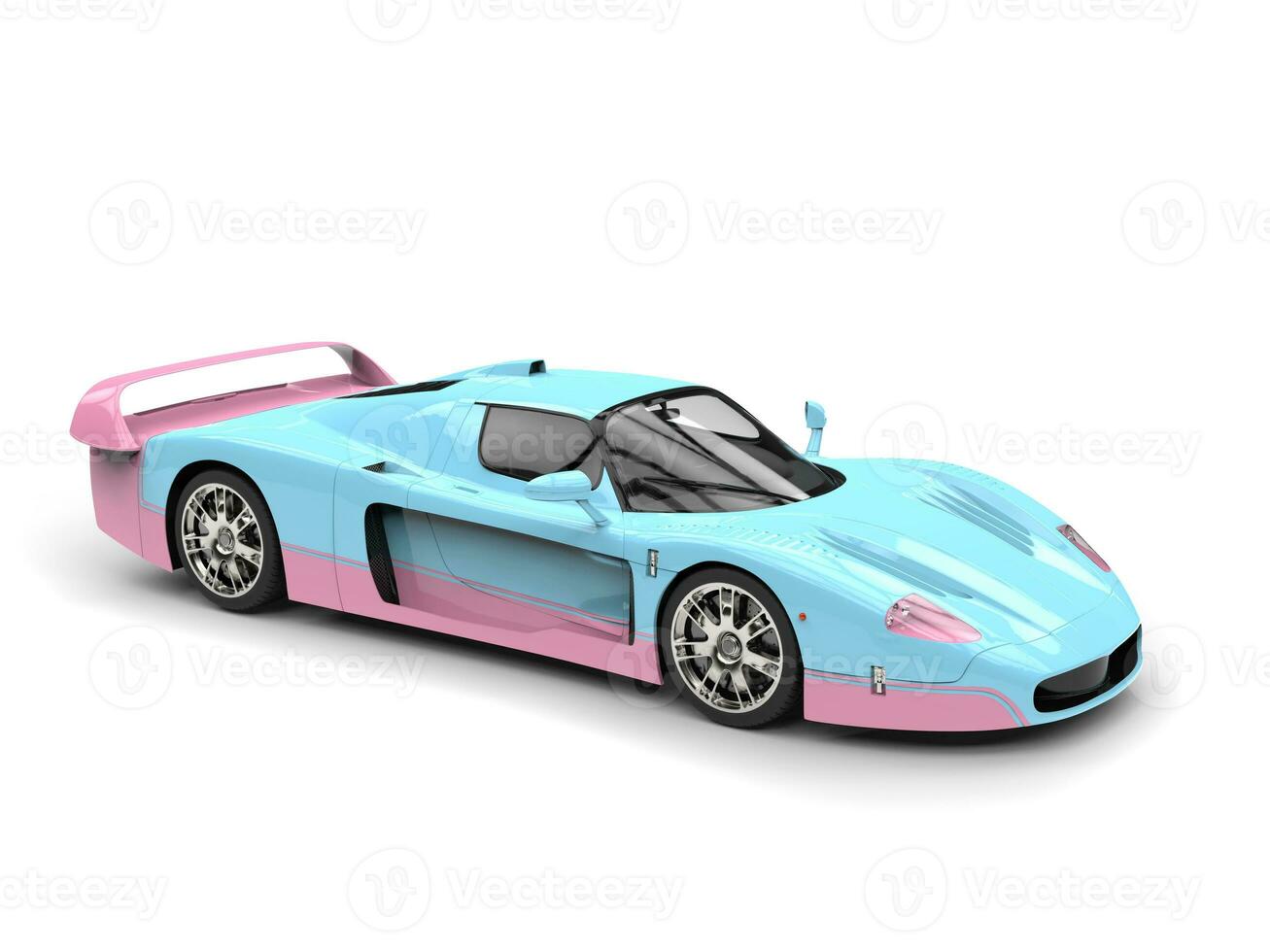 Candy blue and pink concept supercar - 3D Illustration photo