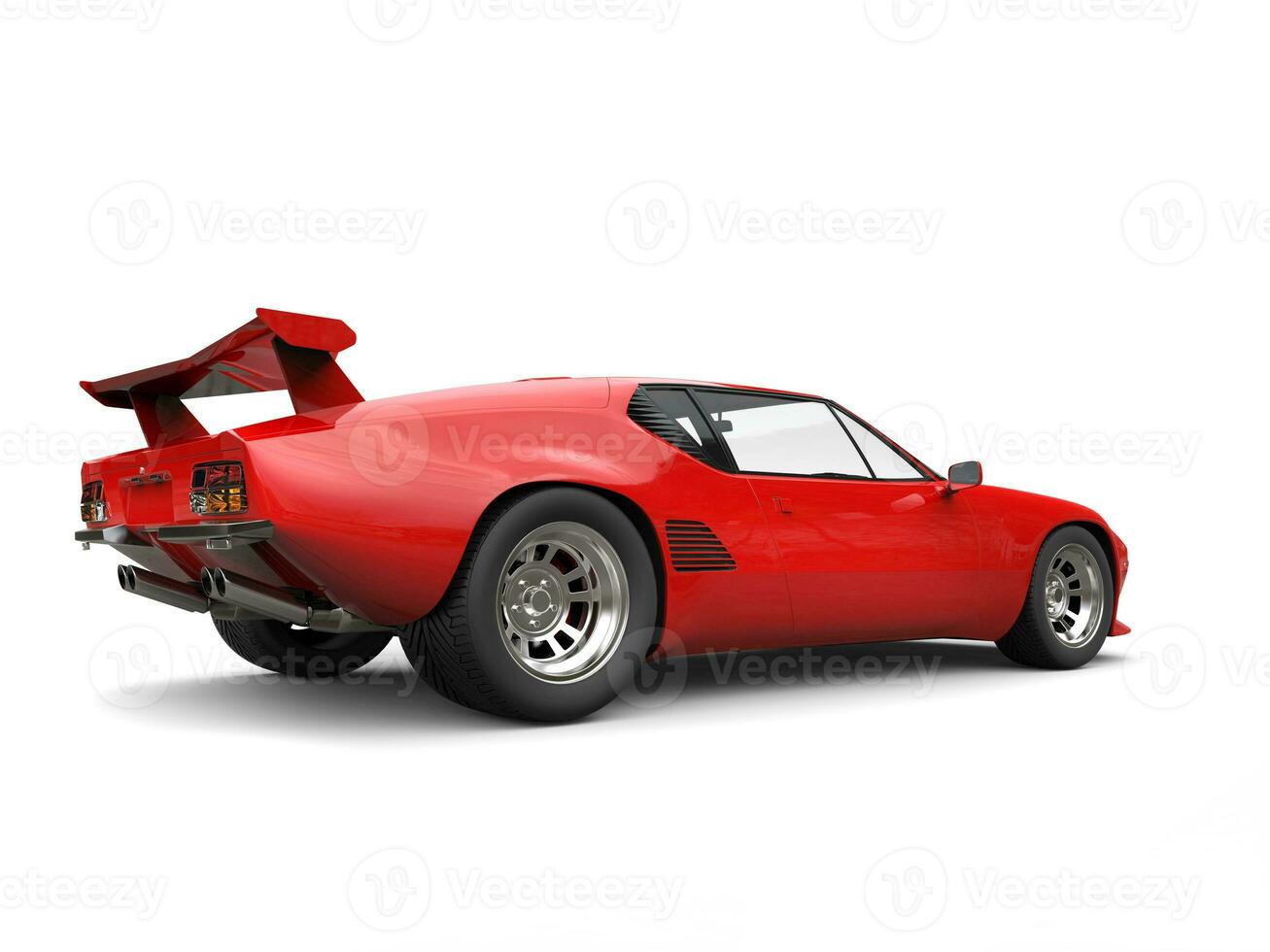 Red vintage concept race car - back side view - 3D Illustration photo