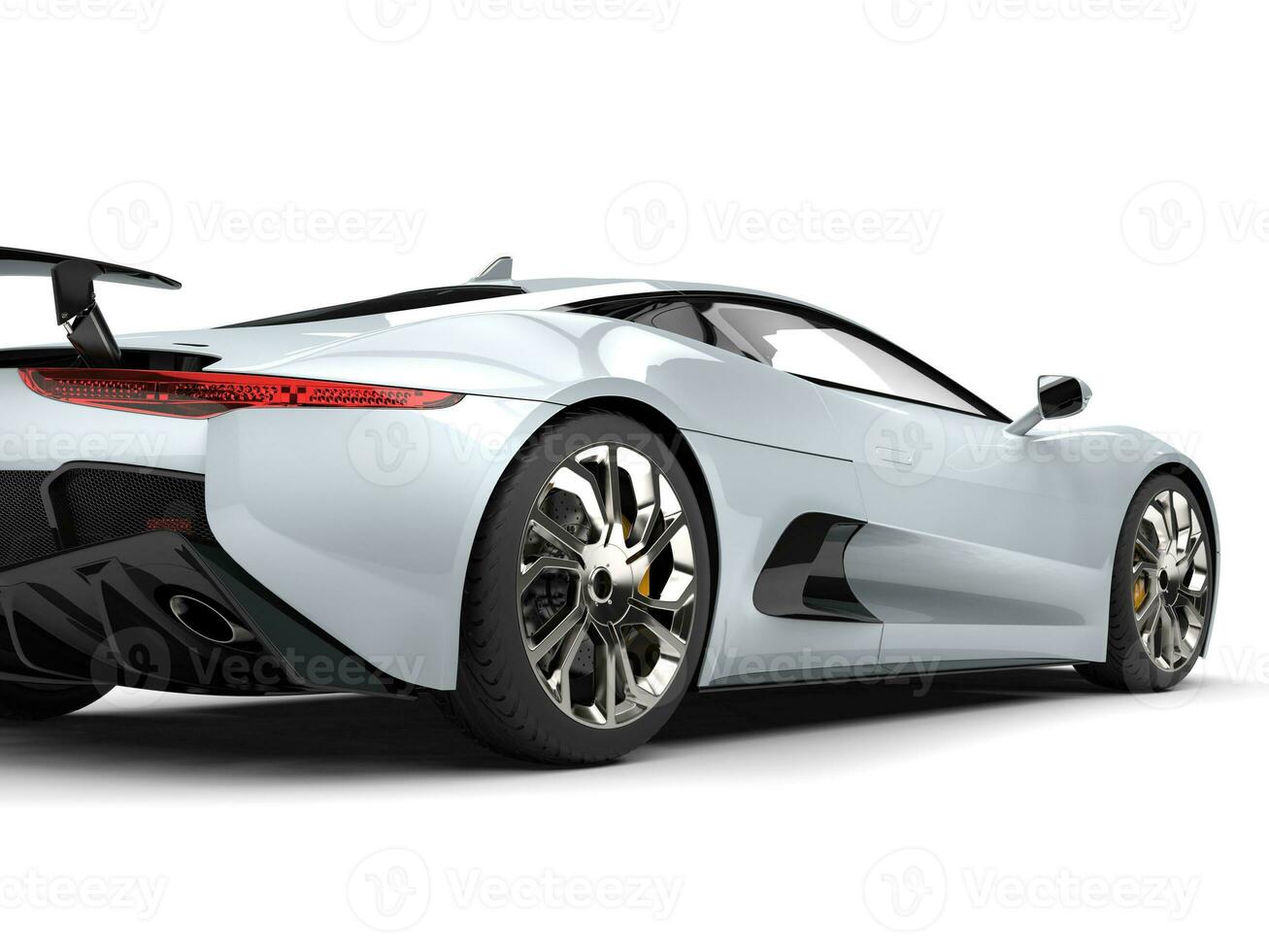 Elegant white super sports car - taillight view photo