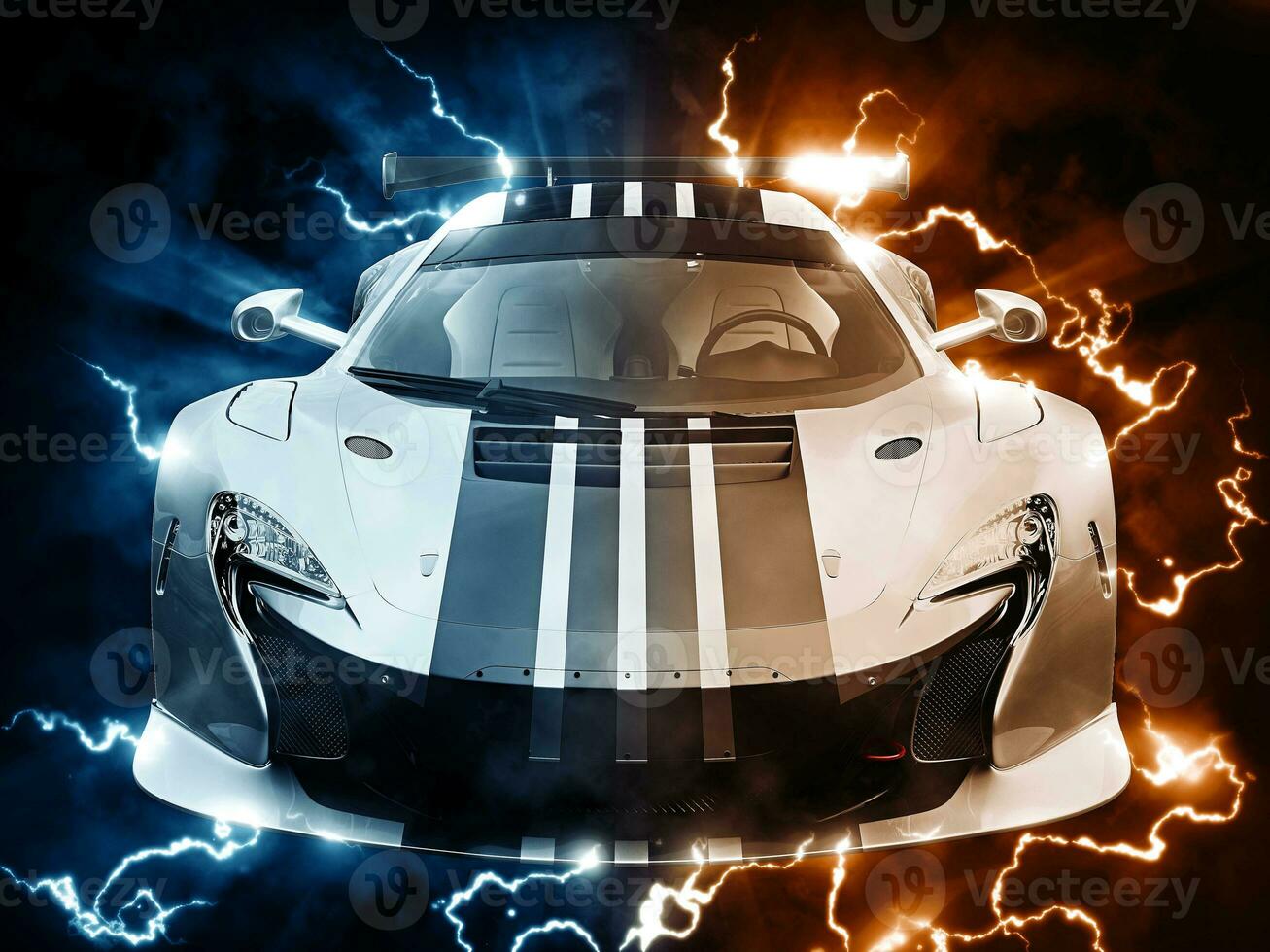 Urban sportscar bursting with electricity photo