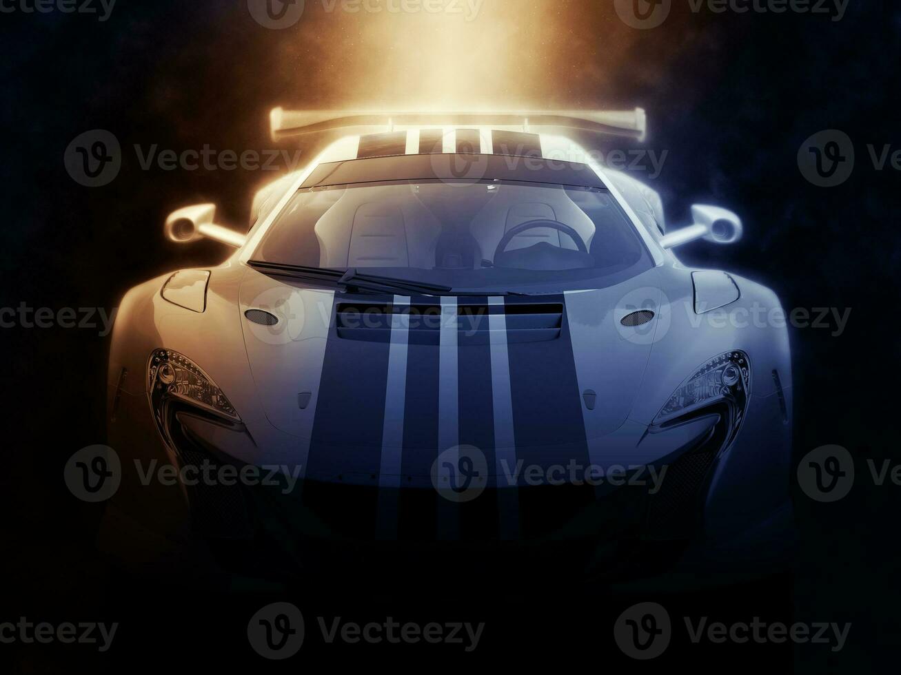 Urban super sportscar - epic lighting - 3D Illustration photo