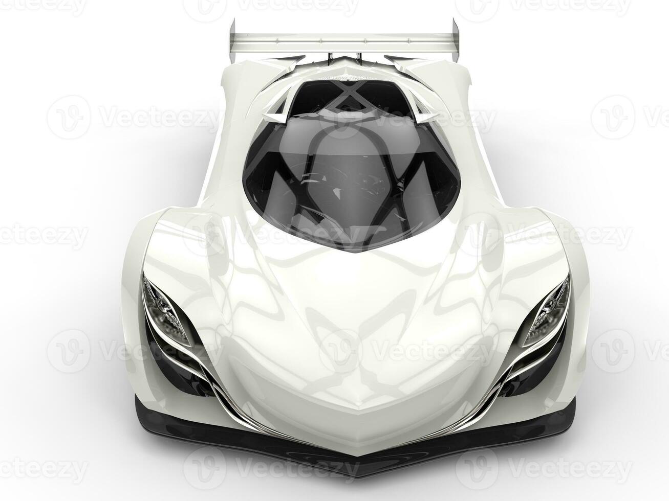 Clean white futuristic racing concept car - top down view photo