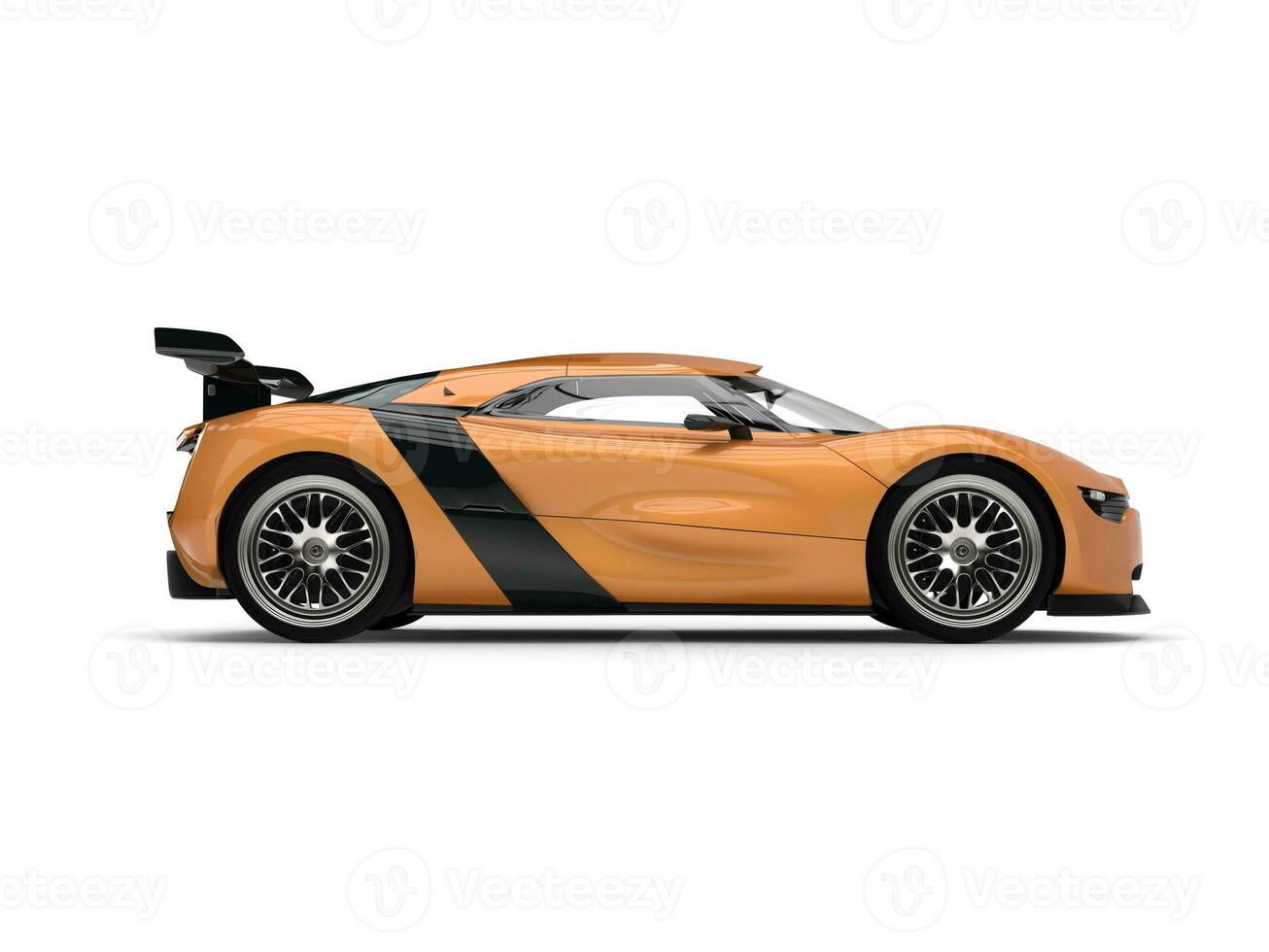 Super sports car - gold leaf paint - side view photo