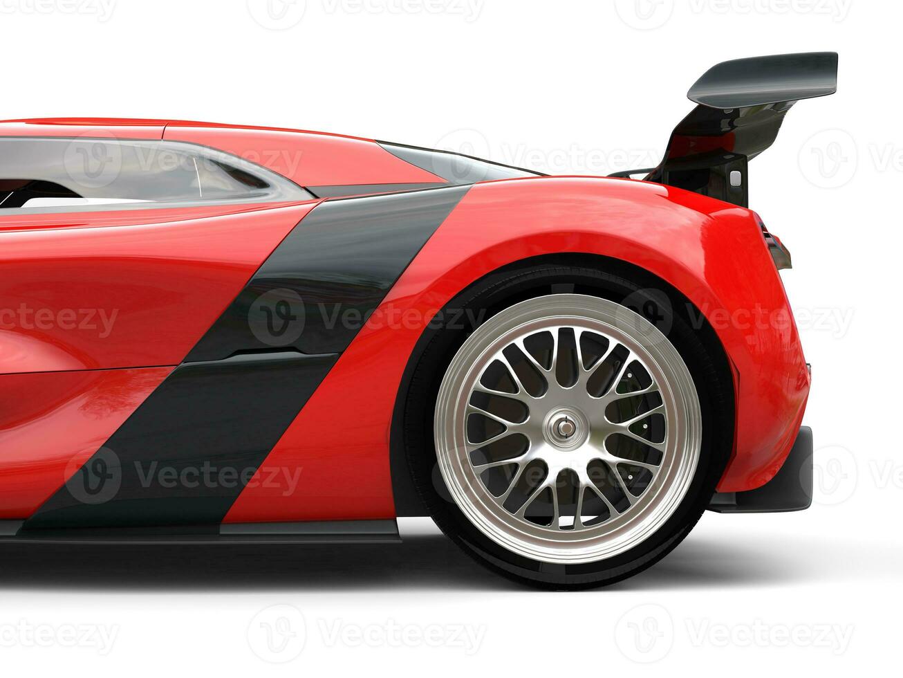 Awesoem sports car - rear wheel and rear wing - cut shot photo