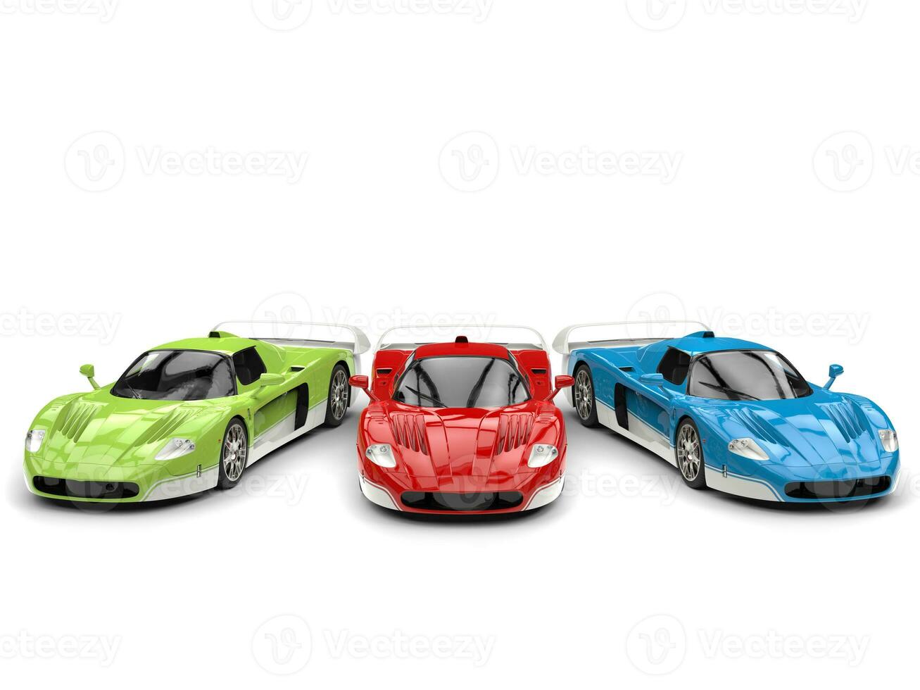 sorprendentes concepto súper carros en rojo, verde y azul base colores con blanco detalles - parte superior ver foto