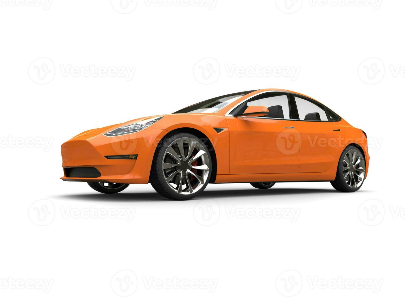 Cool modern electric car - heat wave orange paint photo