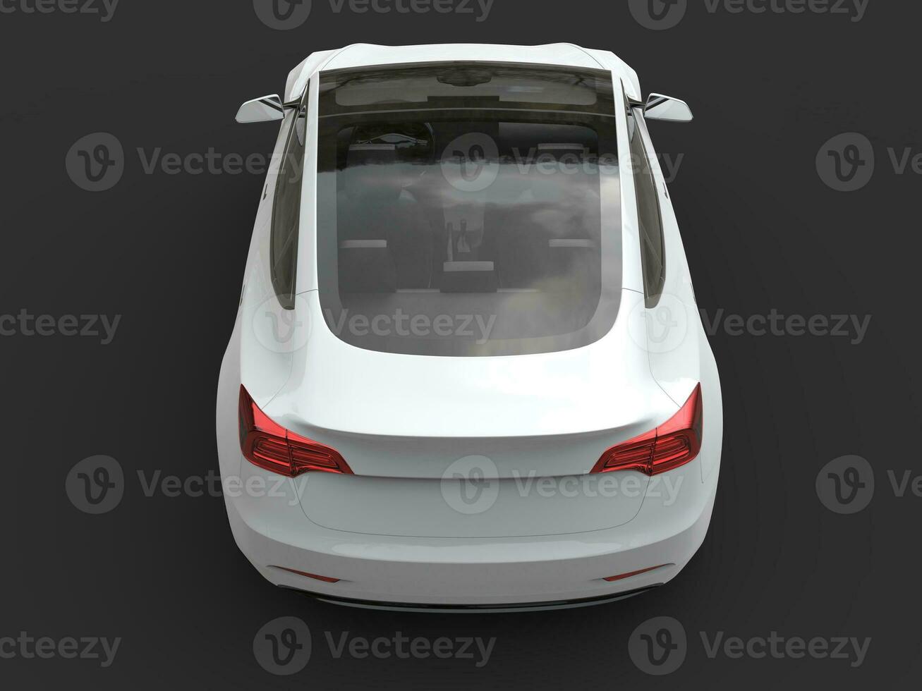 Beautiful modern electric car with glass roof - top down view photo