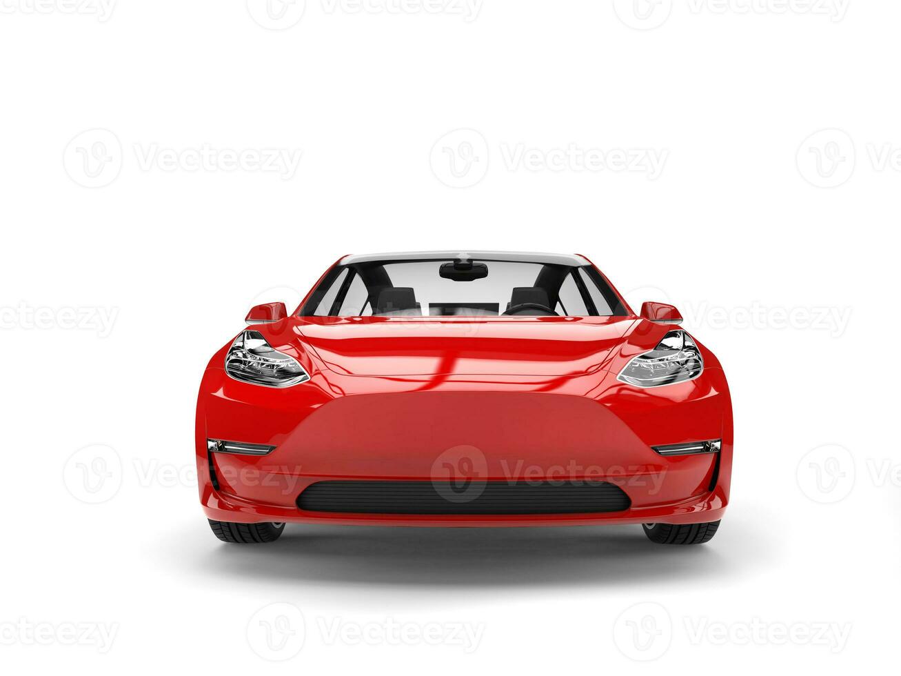 Modern red electric family car - front view photo