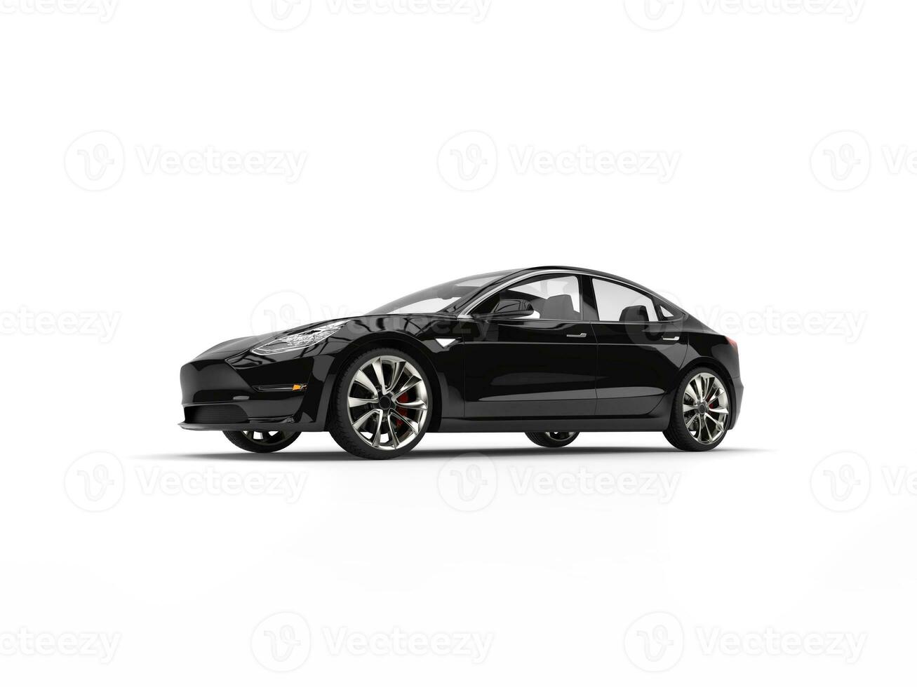 Fast electric family car - jet black - beauty shot photo