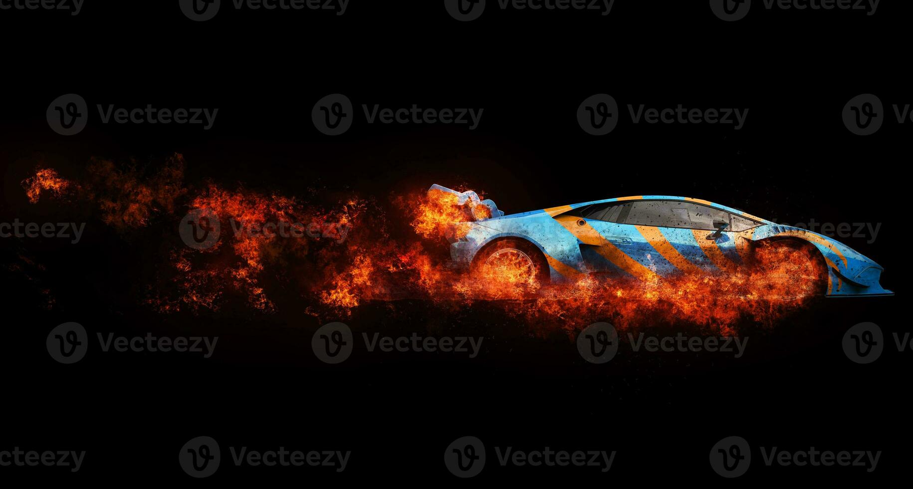 Extreme racing car - fire and flames photo