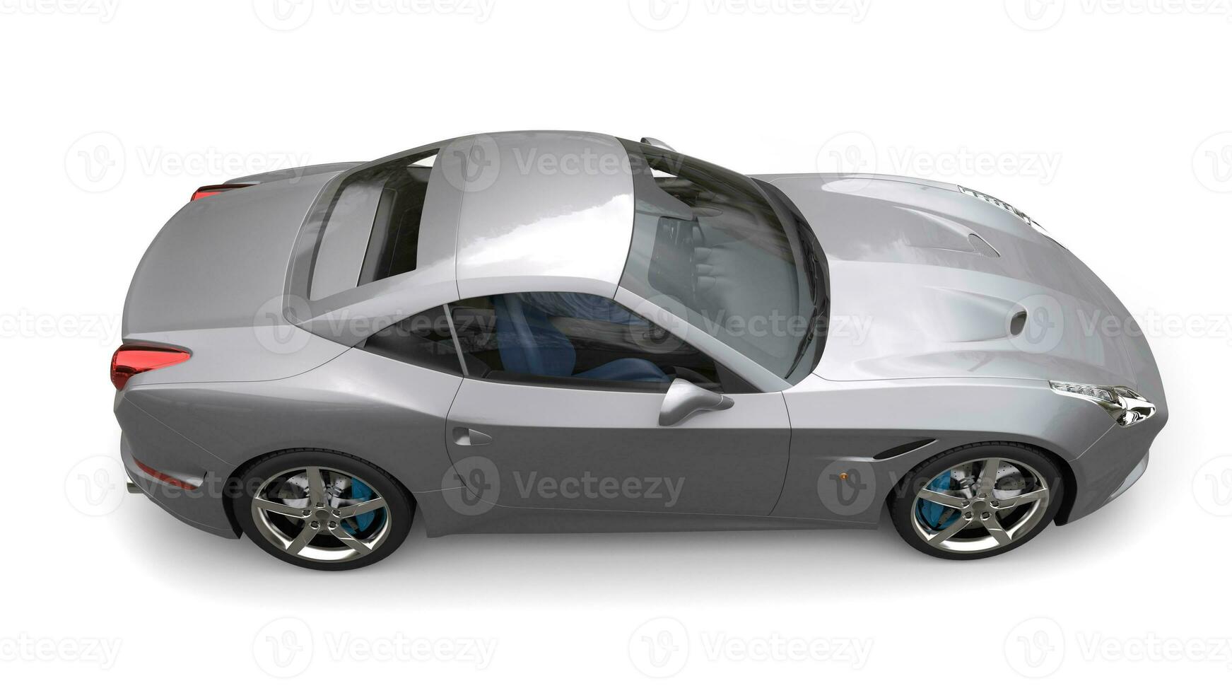 Ash metallic gray sports car - top down side view photo